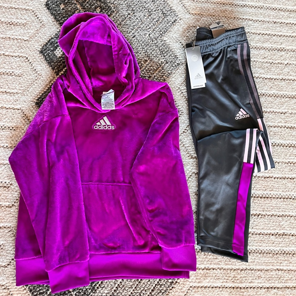 Girls Adidas Sweatshirt/Sweatpant set - Size M (10-12)